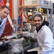 Michael Wilkinson, from Stopford, with Jayan Suthar, a PhD researcher at Lancaster University