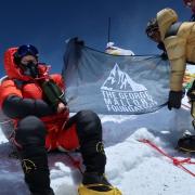 Garth Miller with Dorje Sherpa at the summit of Everest