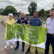 Cllr Jan Nicholson, lead member cemetery working group, mayor Cllr Mike Houghton, Fergal Owens, cemetery groundskeeper and Bob Allen, planning and facilities officer