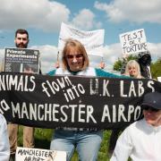 Activists plan to mount a peaceful demonstration at Manchester Airport for allowing 'shameful cargos' of moneys to be imported for research laboratories