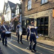 Knutsford Air Training Corps band lead the Remembrance Sunday parade through the town