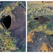 Schoolchildren and dog walkers are being warned of the dangers of a broken manhole cover on The Heath