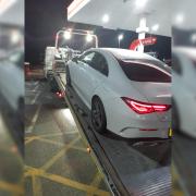 A white Mercedes was seized by police after speeding at nearly 120mph