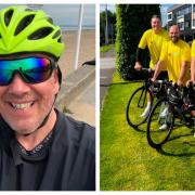Sean Harper, left, with Nick Stone, Tom Healey and Johnathan Spencer, preparing to embark on a gruelling 444km bike challenge