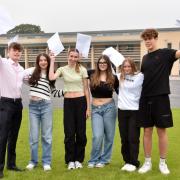 King's School students Thatcher Nulty, Sophie Robinson, Sophia Calderwood, Samantha Morrison and Millie Swallow-Oakes celebrate great GCSE results