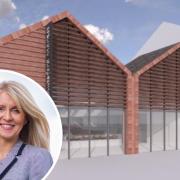 An artist's impression of how the market could look and, inset, Esther McVey