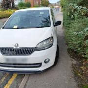 Police warn drivers about illegal parking after issuing a fixed penalty notice on this car blocking a pavement