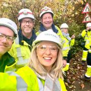 Tatton MP Esther McVey meets staff at Electricity North West for a behind the scenes tour of their Chelford site