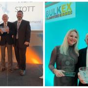 Neil Stott receives a lifetime achievement award for his contribution to industry, and pictured with daughter Helen at the awards ceremony