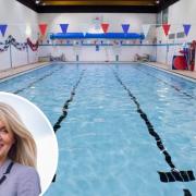 Knutsford Leisure Centre and, inset, Esther McVey