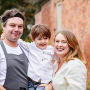 Chef Chris Boustead and partner Laura Christie with son, Oliver