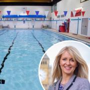 Knutsford Leisure Centre and, inset, Esther McVey MP