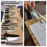Police collected these 29 knives in a surrender bin at High Legh Garden Centre