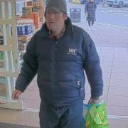 Police have released this CCTV image of a man they would like to speak to in connection with two shoplifting incidents in Knutsford