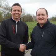 Newly-appointed Alderley Edge Golf Club head professional Ben Spanton, right, is welcomed by Charles Le Sueur, who takes on the club's Golf Director role