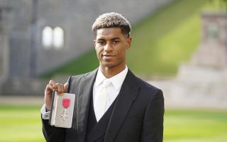 Marcus Rashford received his MBE for services for vulnerable children (PA)
