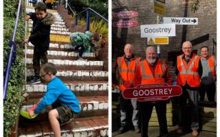 Beavers sweeping the steps at Goostrey Station in a national award winning picture, and proud volunteers who have won an array of awards