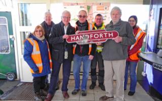 A Handforth station sign  has been returned to its original home after 40 years