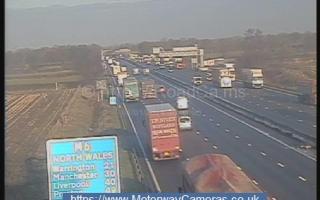There are delays on the M6 this morning following a vehicle fire